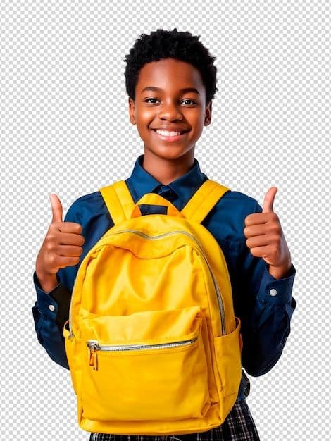 Élève souriante avec sac